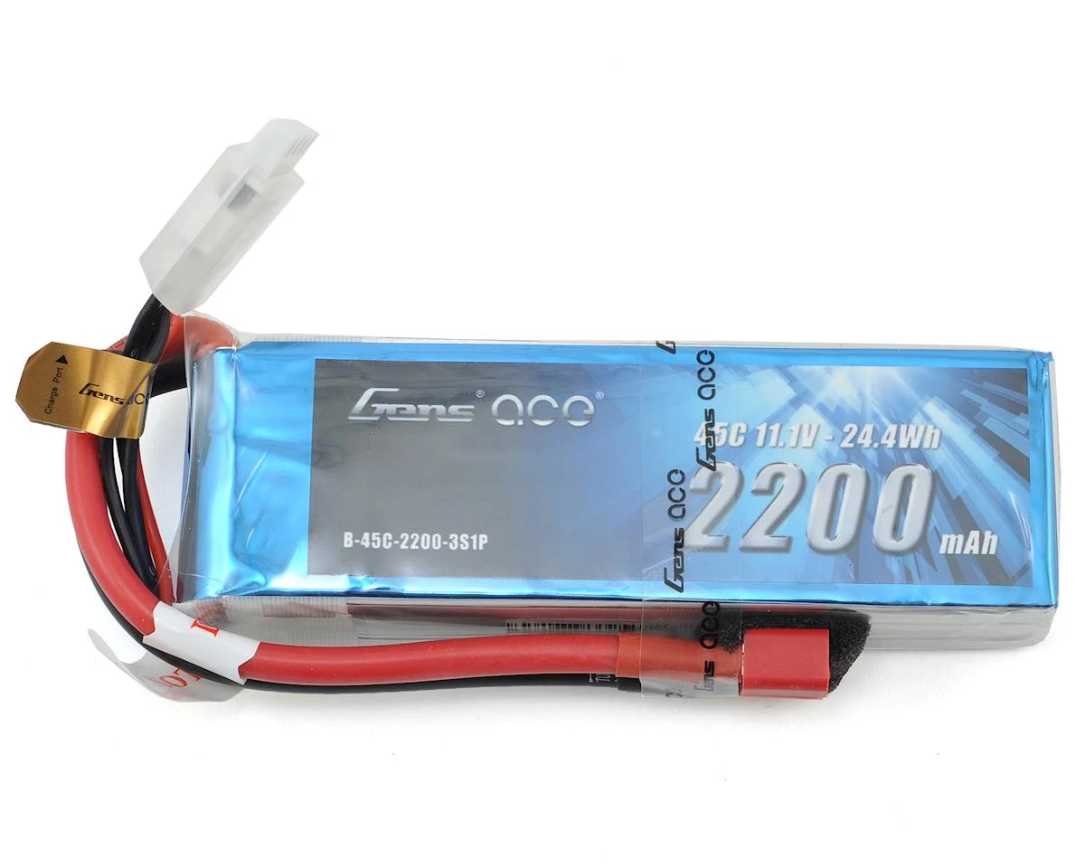 Gens Ace 3s LiPo Battery 45C (11.1V/2200mAh) w/T-Style Connector 1 Gens Ace 3s LiPo Battery 45C (11.1V/2200mAh) w/T-Style Connector