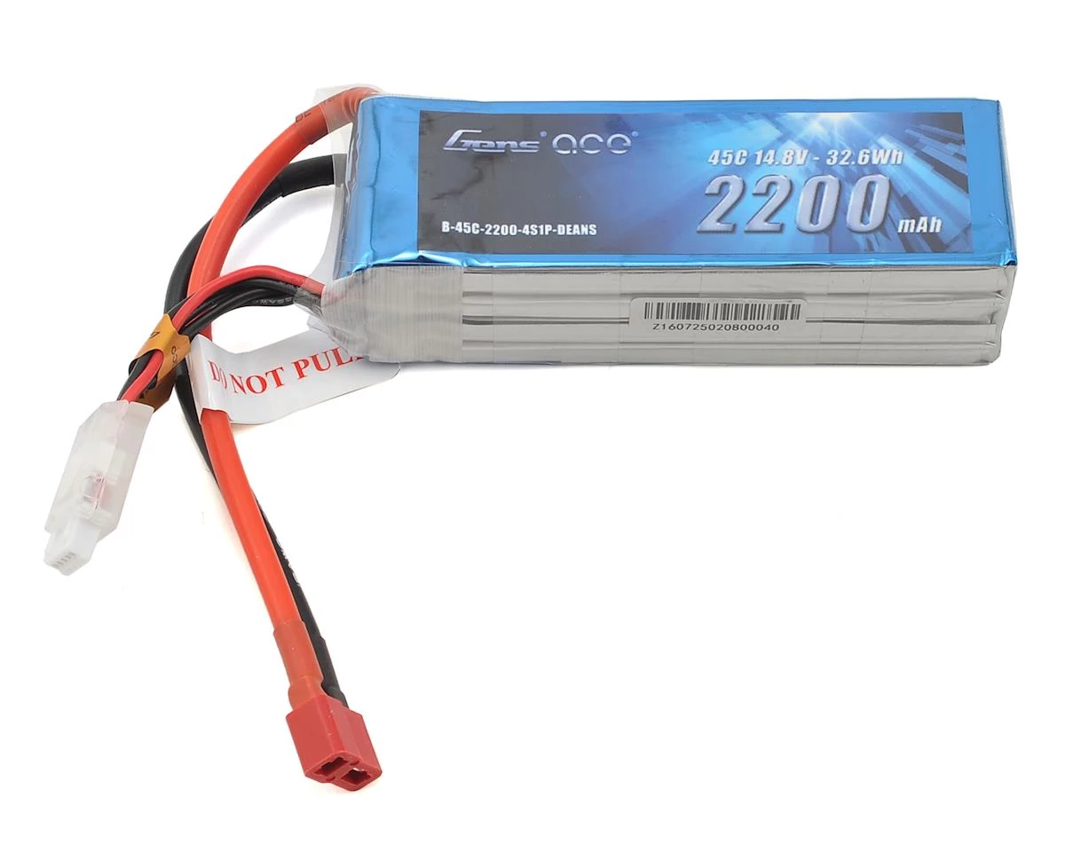 Gens Ace 4S LiPo Battery 45C (14.8V/2200mAh) w/T-Style Connector 1 Gens Ace 4S LiPo Battery 45C (14.8V/2200mAh) w/T-Style Connector