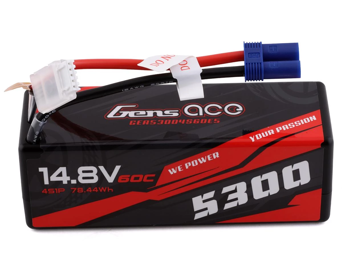 Gens Ace 4s LiPo Battery 60C (14.8V/5300mAh) w/EC5 Connector 1 Gens Ace 4s LiPo Battery 60C (14.8V/5300mAh) w/EC5 Connector