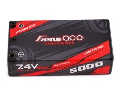 Gens Ace 2s LiPo Battery 60C w/4mm Bullets & T-Style Adapter (7.4V/5000mAh)