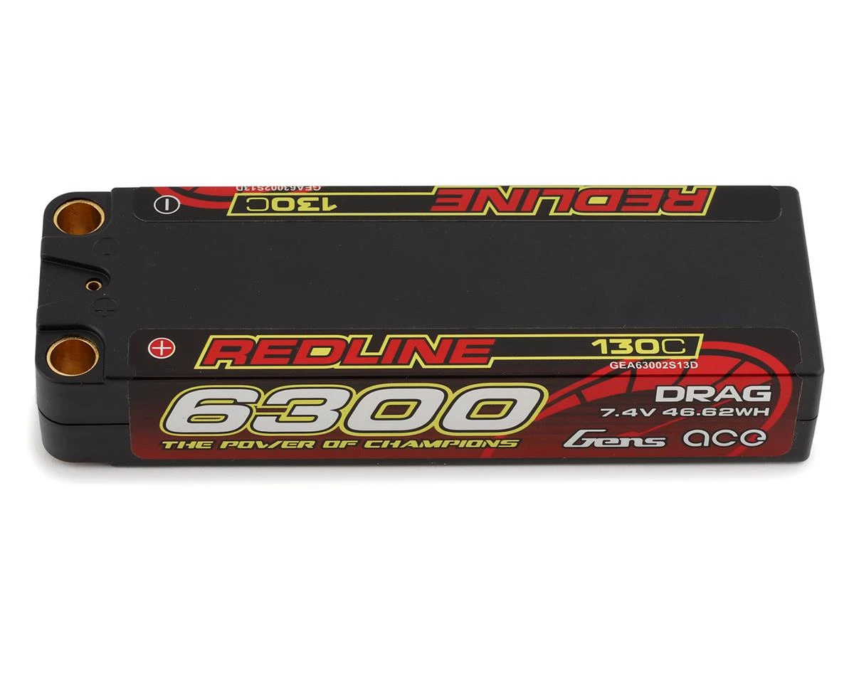 Gens Ace Redline "Drag" 2S 130C LiPo Battery Pack w/8mm Bullets (7.4V/6300mAh) 1 Gens Ace Redline "Drag" 2S 130C LiPo Battery Pack w/8mm Bullets (7.4V/6300mAh)