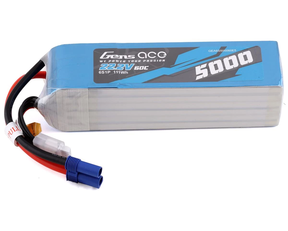 Gens Ace 6s LiPo Battery 60C (22.2V/5000mAh) w/EC5 Connector 1 Gens Ace 6s LiPo Battery 60C (22.2V/5000mAh) w/EC5 Connector