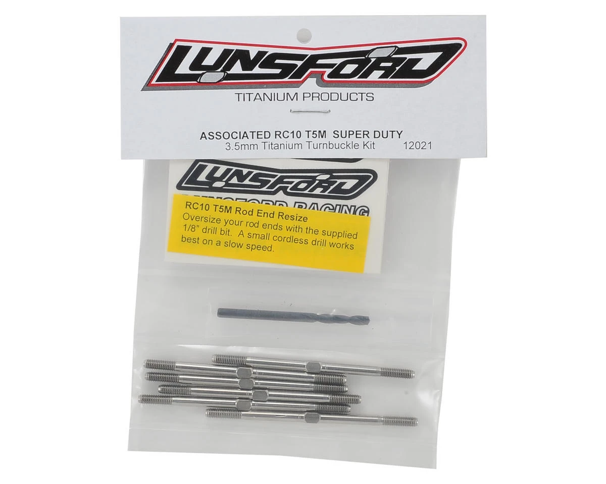 Lunsford "Super Duty" Associated T5M Titanium Turnbuckle Kit w/Drill Bit (6) 2 Lunsford "Super Duty" Associated T5M Titanium Turnbuckle Kit w/Drill Bit (6) - Image 2