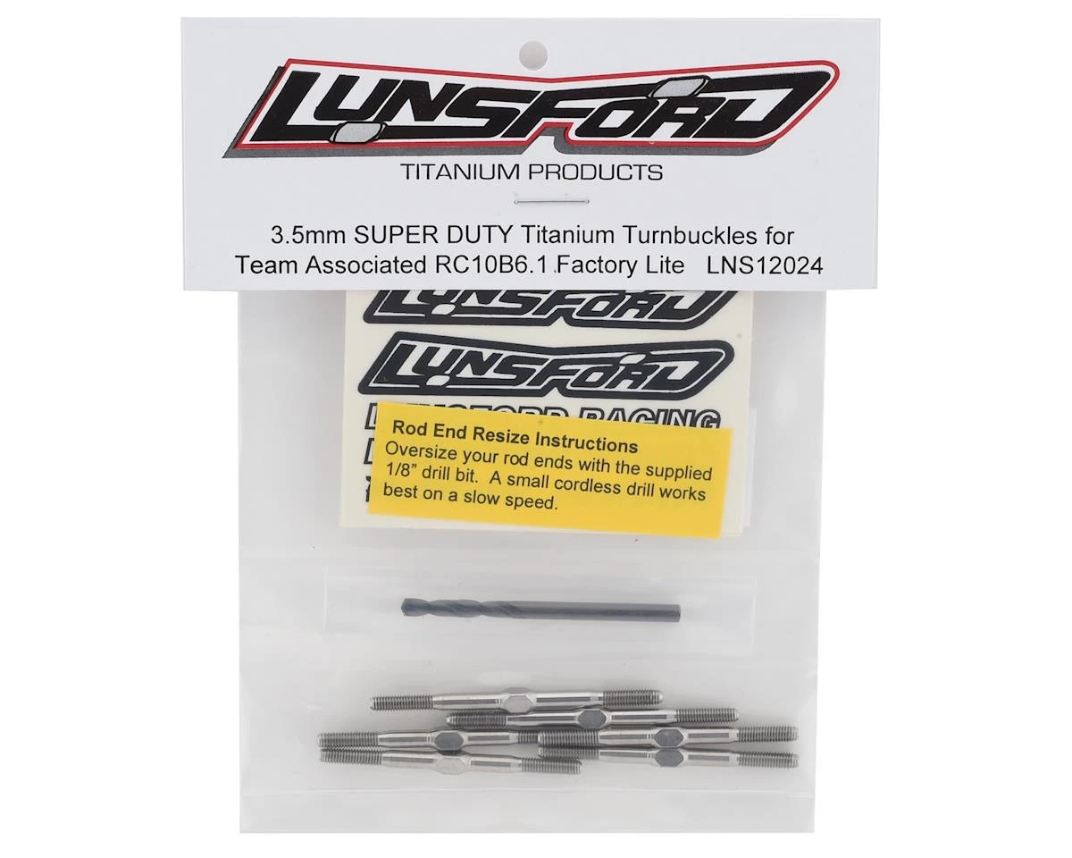 Lunsford 3.5mm RC10B6.1 Factory Lite "Super Duty" Titanium Turnbuckle Set 2 Lunsford 3.5mm RC10B6.1 Factory Lite "Super Duty" Titanium Turnbuckle Set - Image 2
