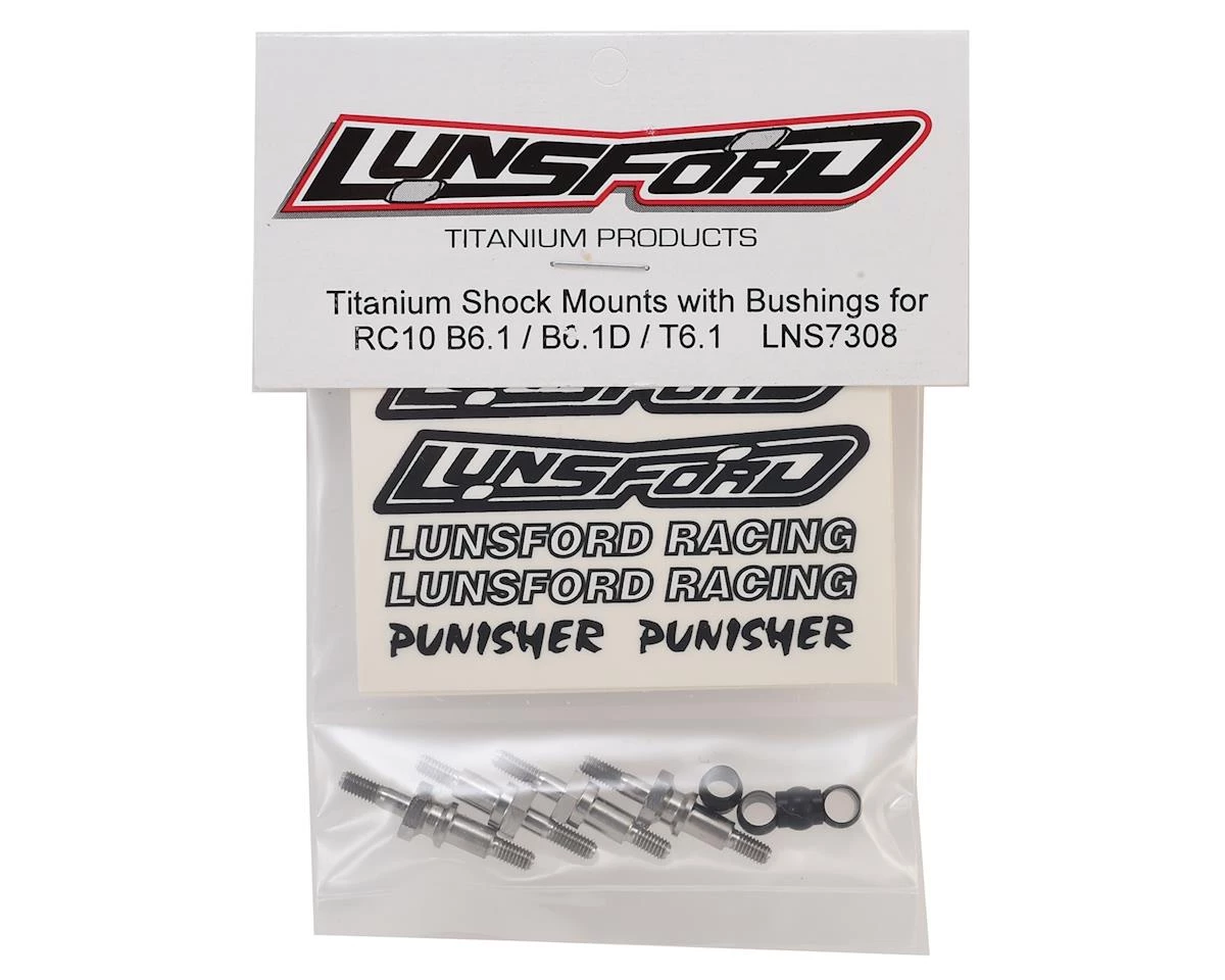 Lunsford Associated RC10B6.1/B6.1D/T6.1 Titanium Shock Mounts w/Bushings (4) 2 Lunsford Associated RC10B6.1/B6.1D/T6.1 Titanium Shock Mounts w/Bushings (4) - Image 2